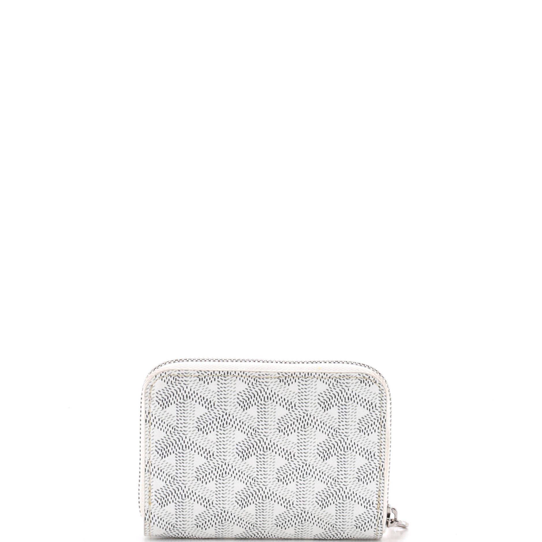 Matignon Zip Wallet Coated Canvas with Leather PM, Alternate, color, White