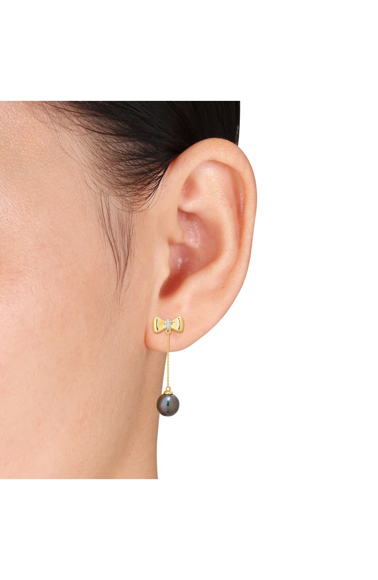 Julianna B. Cultured Pearl & Diamond Dangle Earrings 10k, Alternate, color, Tahitian Pearl