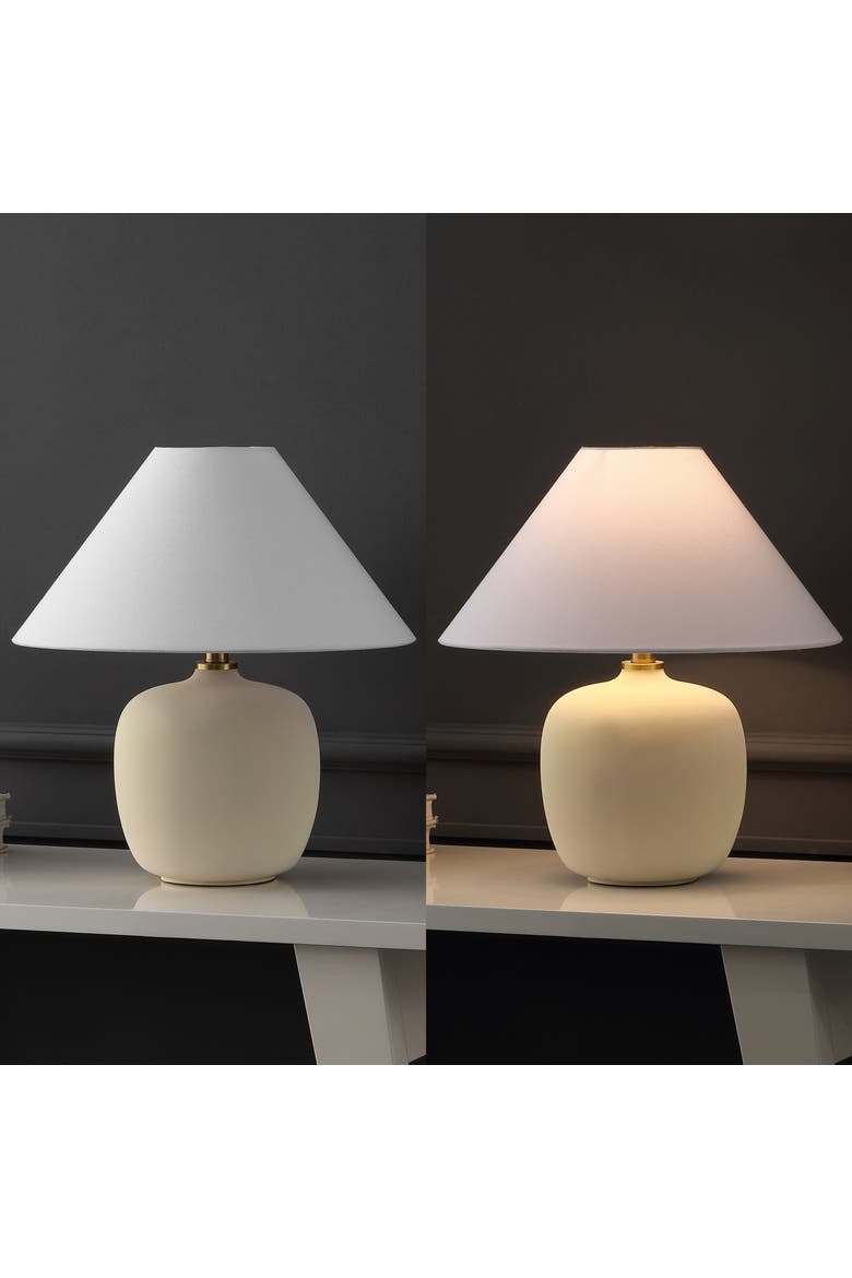 Delphi 18.25" Minimalist Scandinavian Resin/Iron LED Table Lamp, Alternate, color, Matte Cream