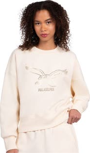 STARTER Women's Starter Cream Philadelphia Eagles Travel Pastels Boxy Fleece Sweatshirt