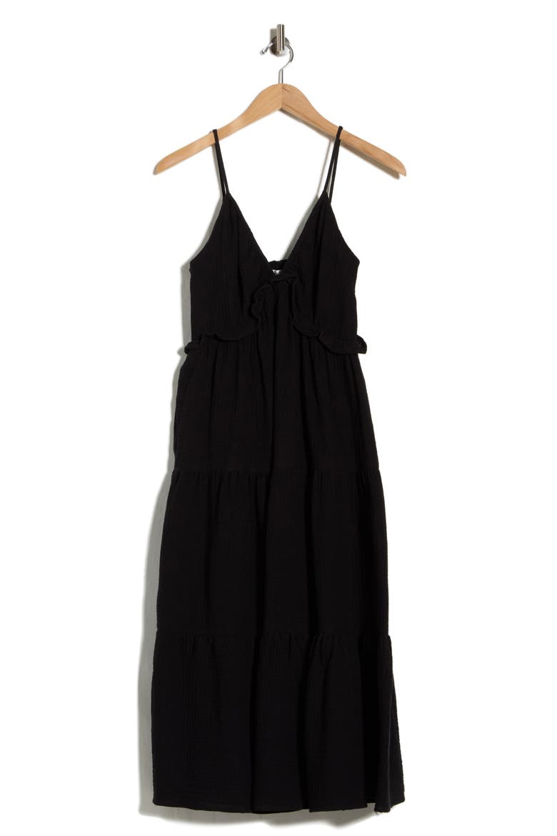 Daisy Cotton Tiered Sundress, Alternate, color, BLACK