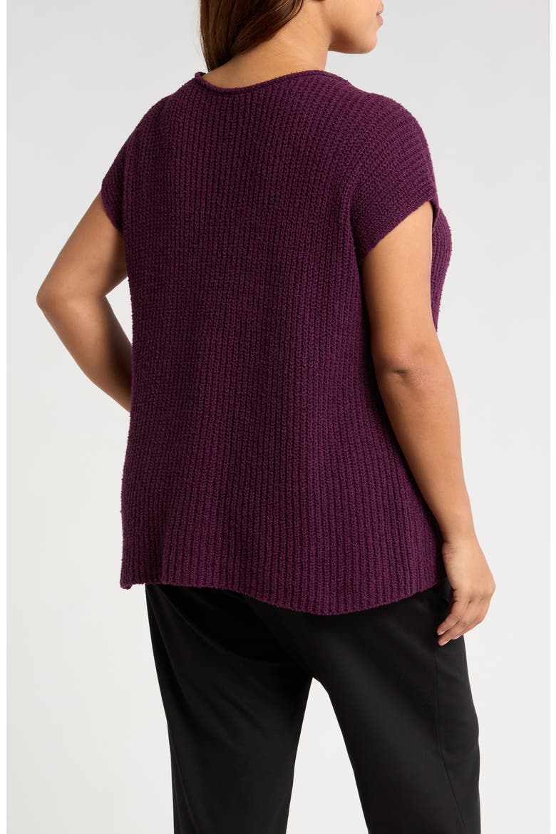 Ballet Neck Cap Sleeve Organic Cotton Sweater, Alternate, color, BLACKBERRY