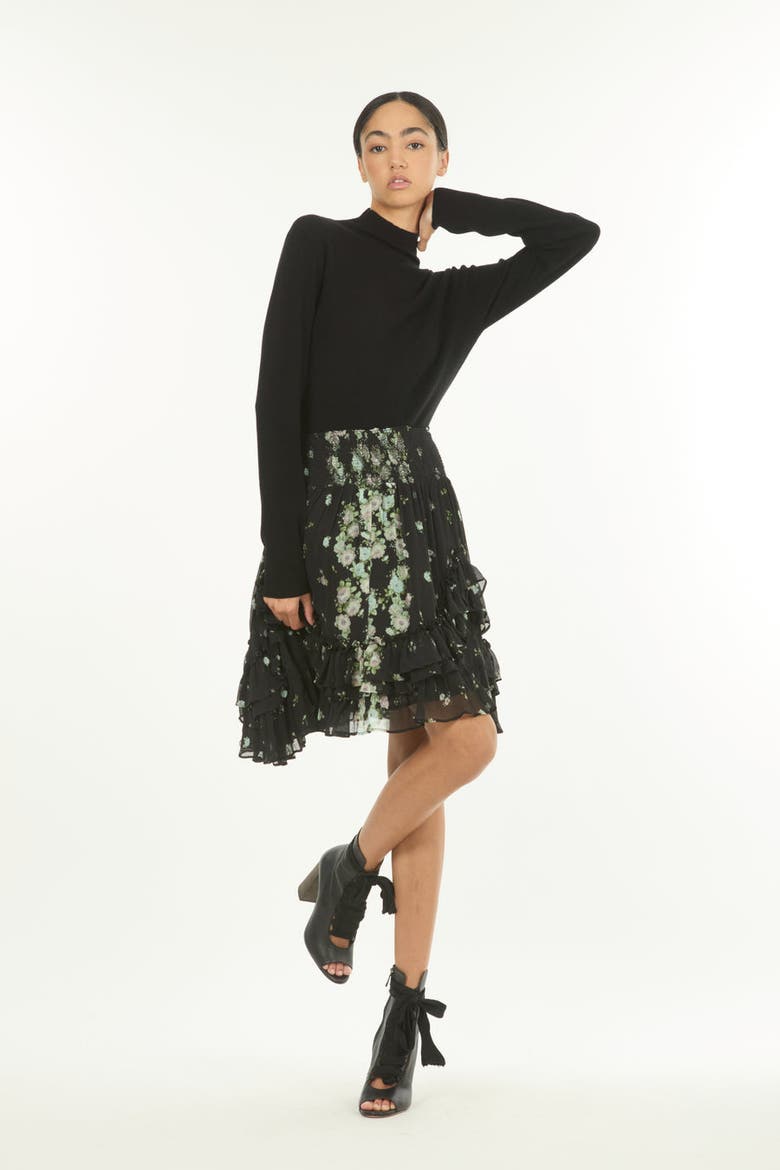 Aeria Skirt, Alternate, color, Black Floral Alley