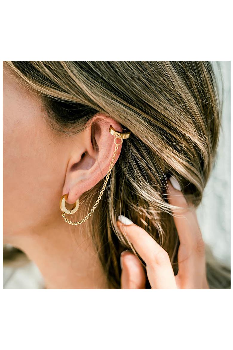 Viola Double Huggie Hoop Earring, Alternate, color, GOLD