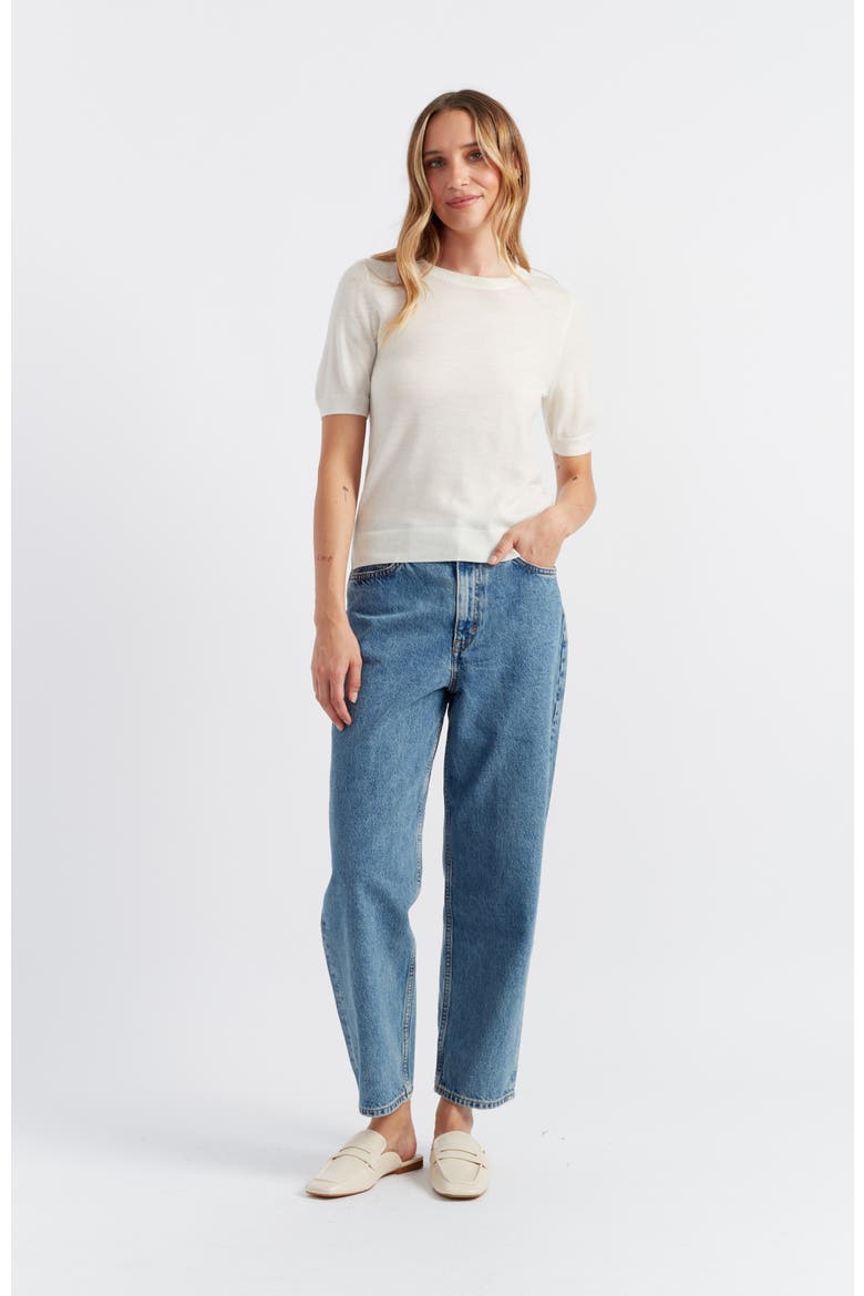 Pure Merino Wool Short Sleeve Tee, Main, color, Cream
