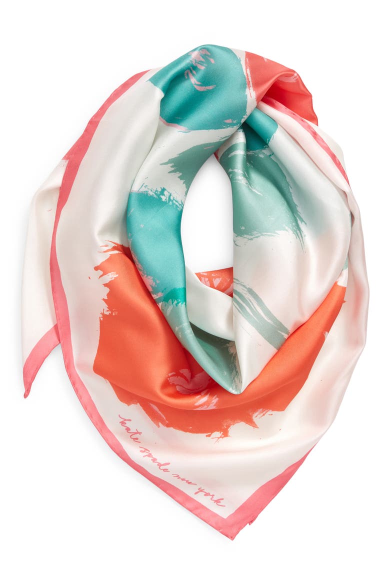 just rosy square silk scarf, Alternate, color, FRENCH CREAM