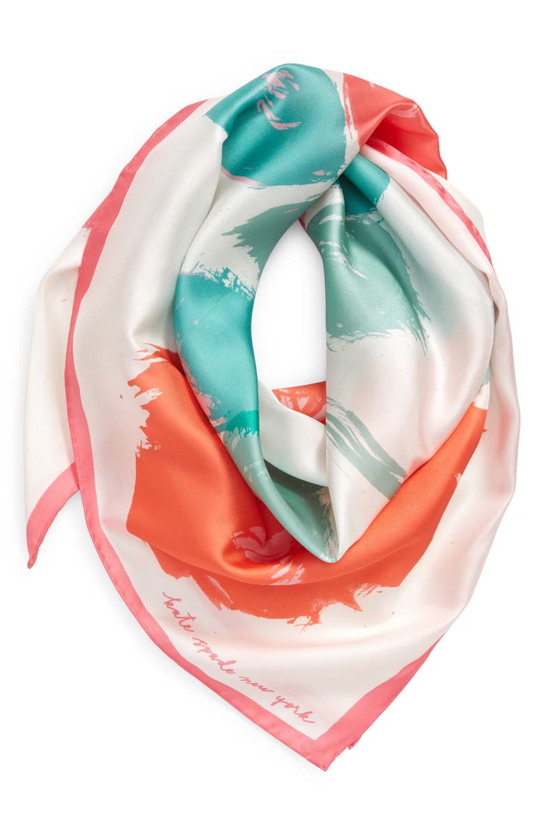 Kate Spade New York just rosy square silk scarf, Alternate, color,