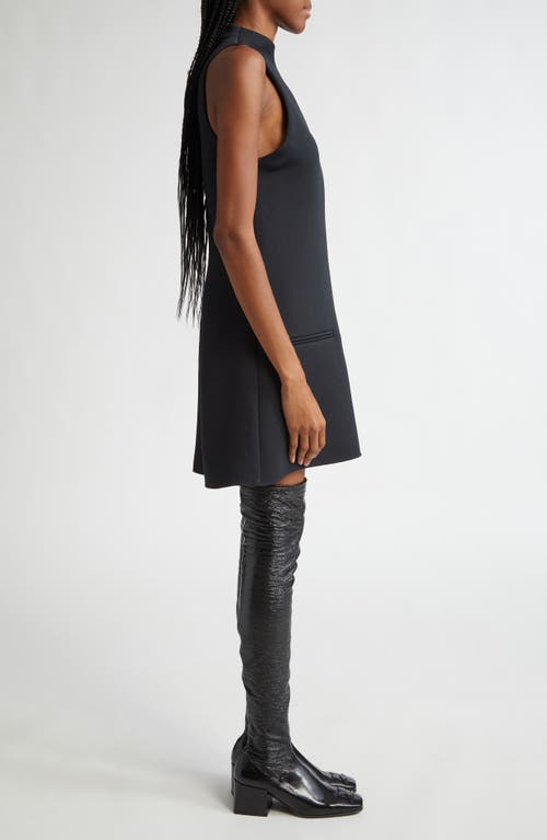 Courrèges Mock Neck Twill A-line Minidress In Black