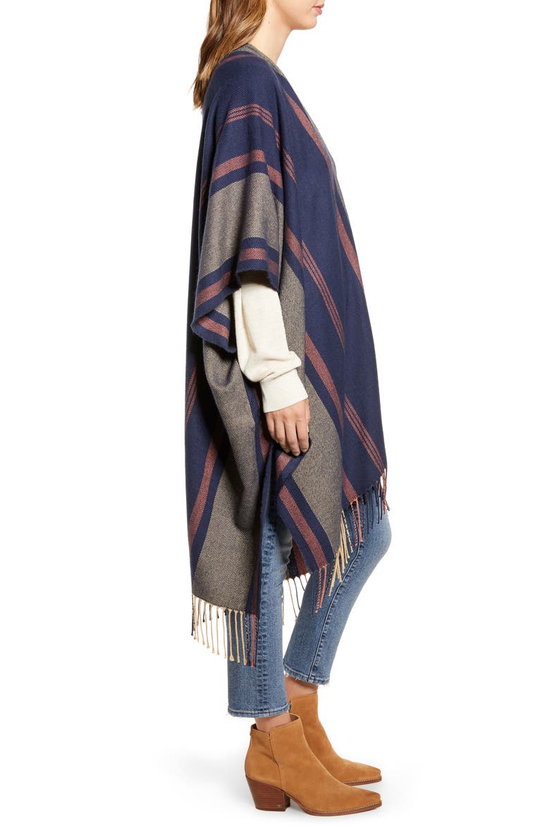 Variegated Stripe Poncho (Nordstrom Exclusive), Alternate, color, DARK NIGHTFALL MULTI