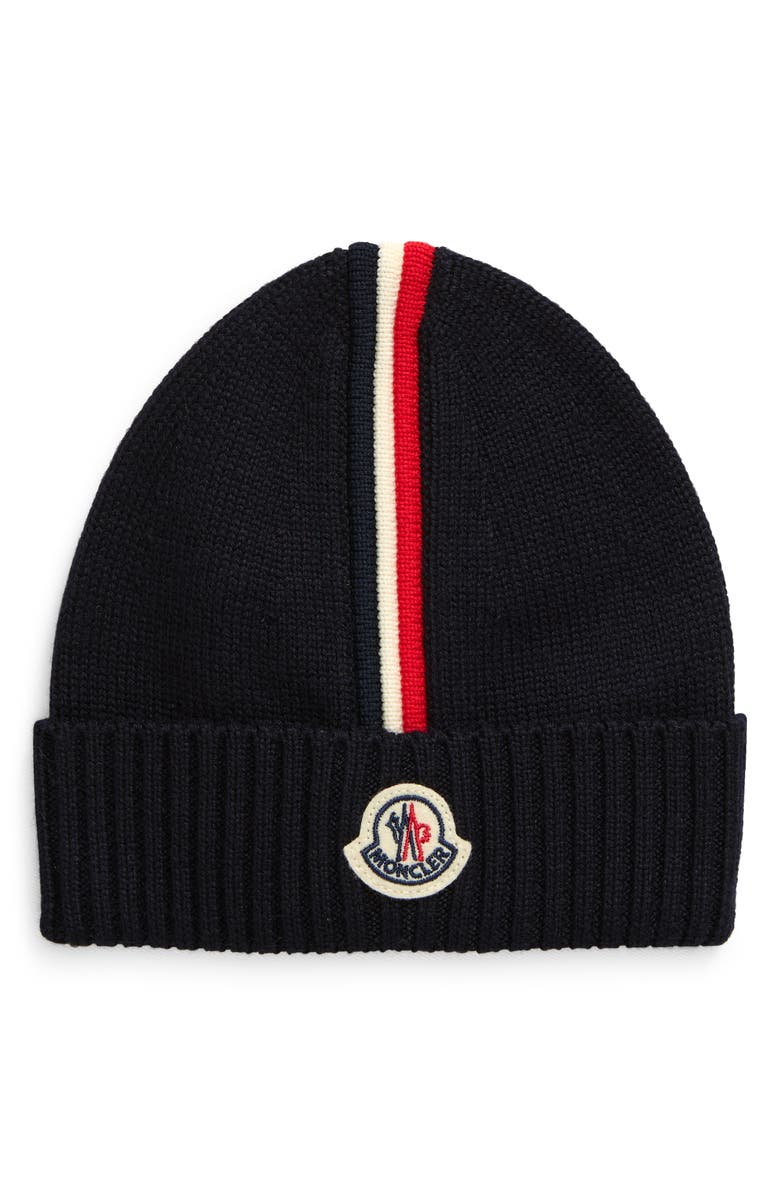 Moncler Cuff Virgin Wool Beanie, Main, color, 
