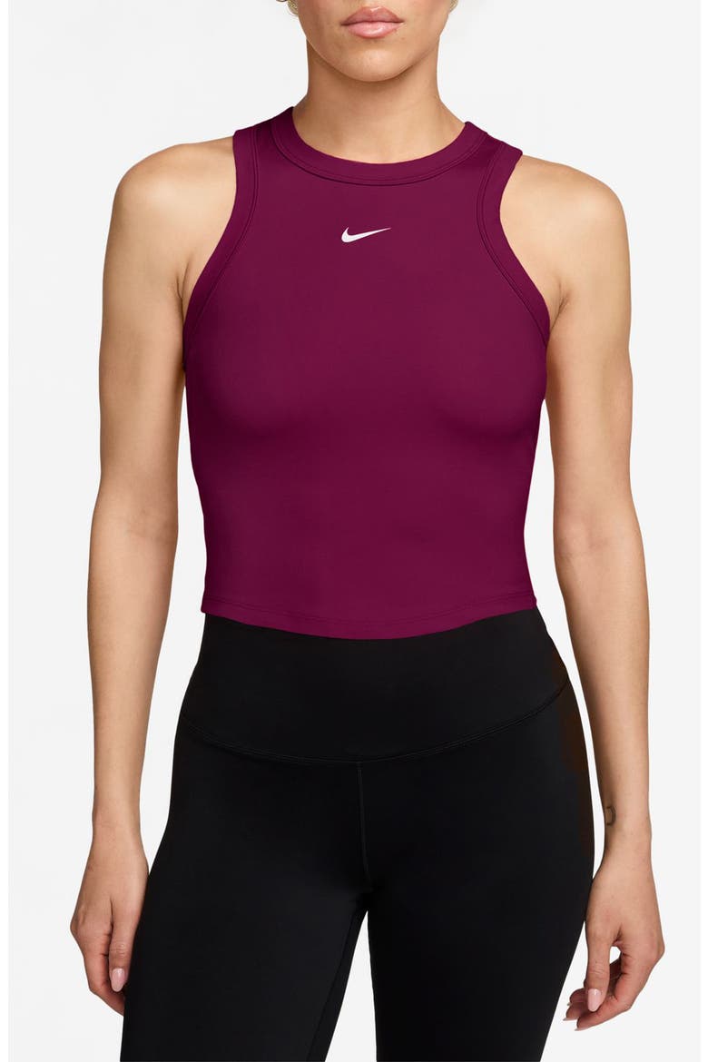 One Fitted Dri-FIT Cropped Tank Top, Main, color, TRUE BERRY/ WHITE
