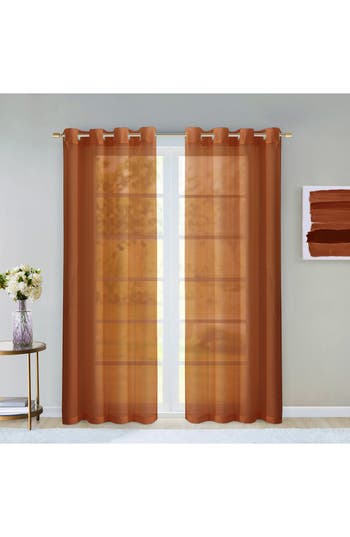 Dainty Home Sheer Set Of 2 Panel Curtains In Spice