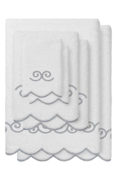 6-Piece Symmetra Embroidered Turkish Cotton Towel Set