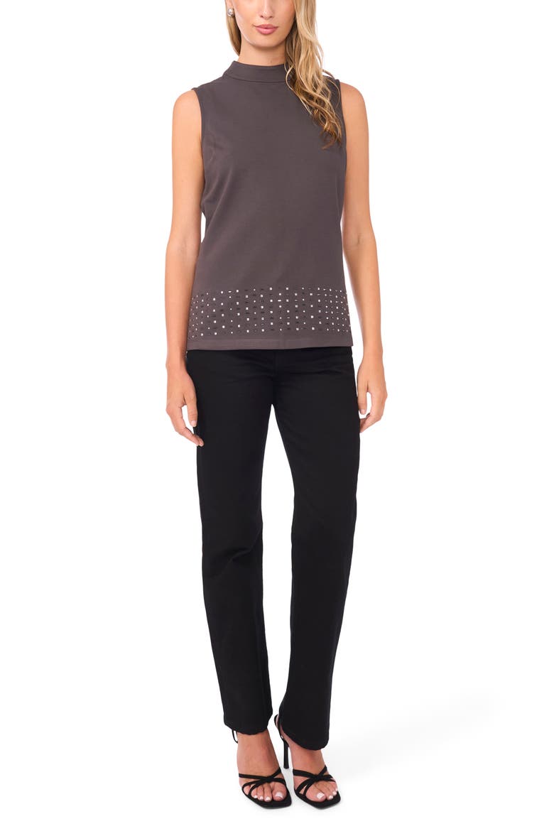 Bead Detail Mock Neck Top, Alternate, color, MEDIUM HEATHER GREY