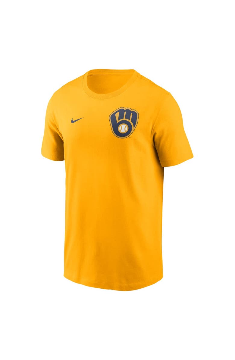 Nike Men's Nike Gold Milwaukee Brewers 2-Hit T-Shirt, Alternate, color, Gold