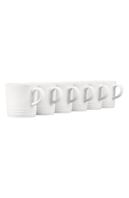 Le Creuset Set Of 6 12-ounce Stoneware Mugs In White