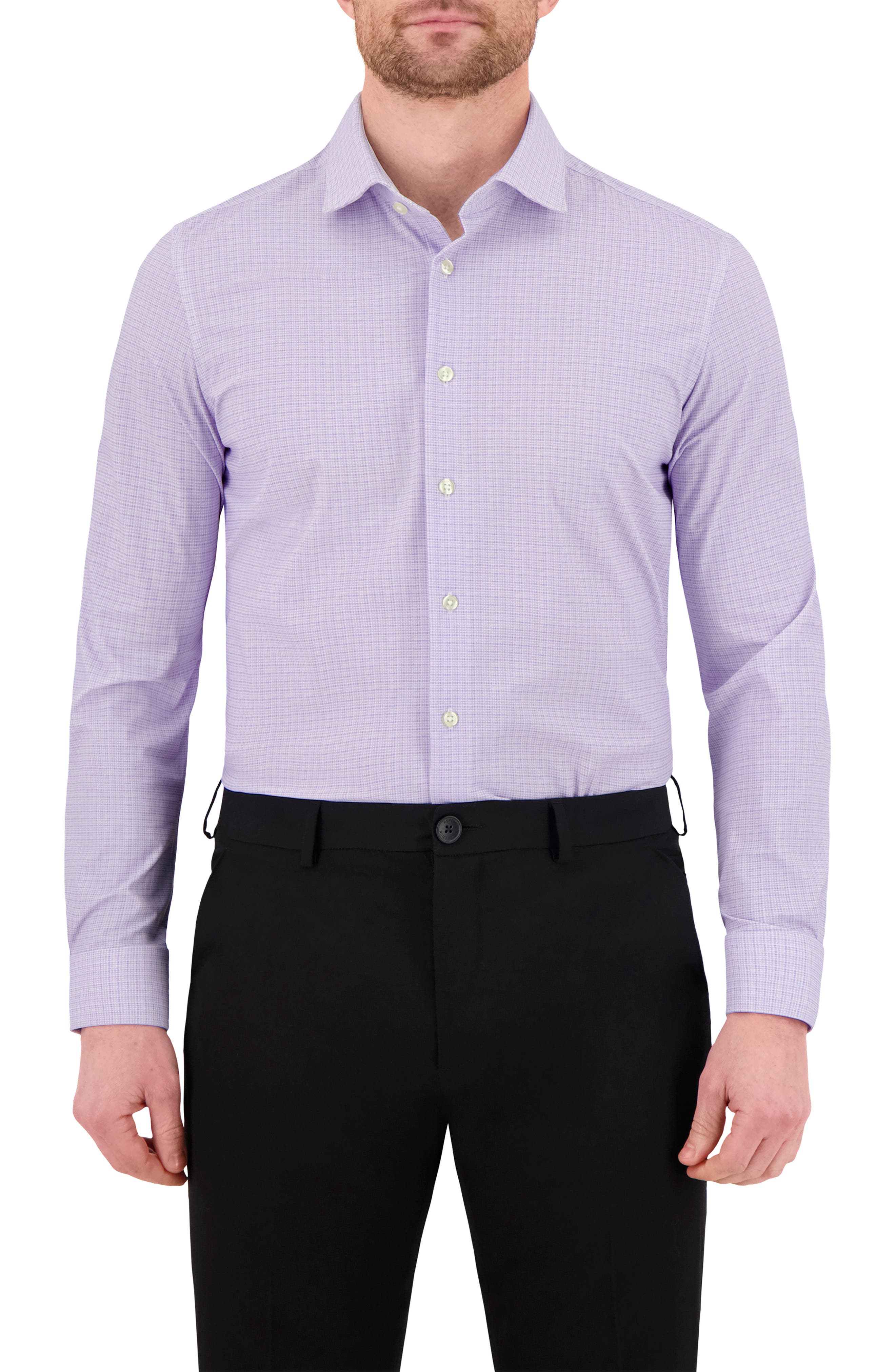 Modern Fit Microcheck Tech Stretch Dress Shirt - image 5
