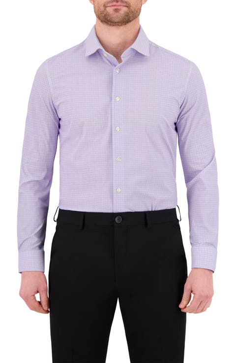 Modern Fit Microcheck Tech Stretch Dress Shirt
