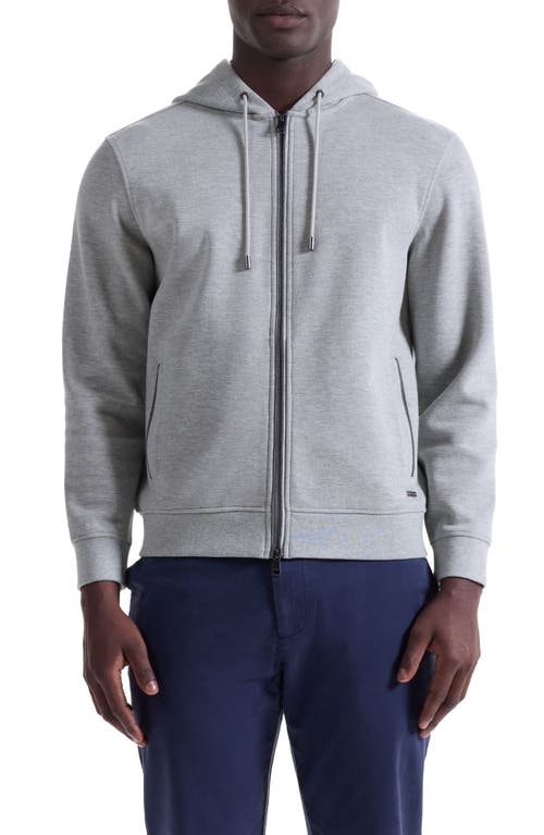 Bugatchi Piqué Zip-up Hoodie In Gray