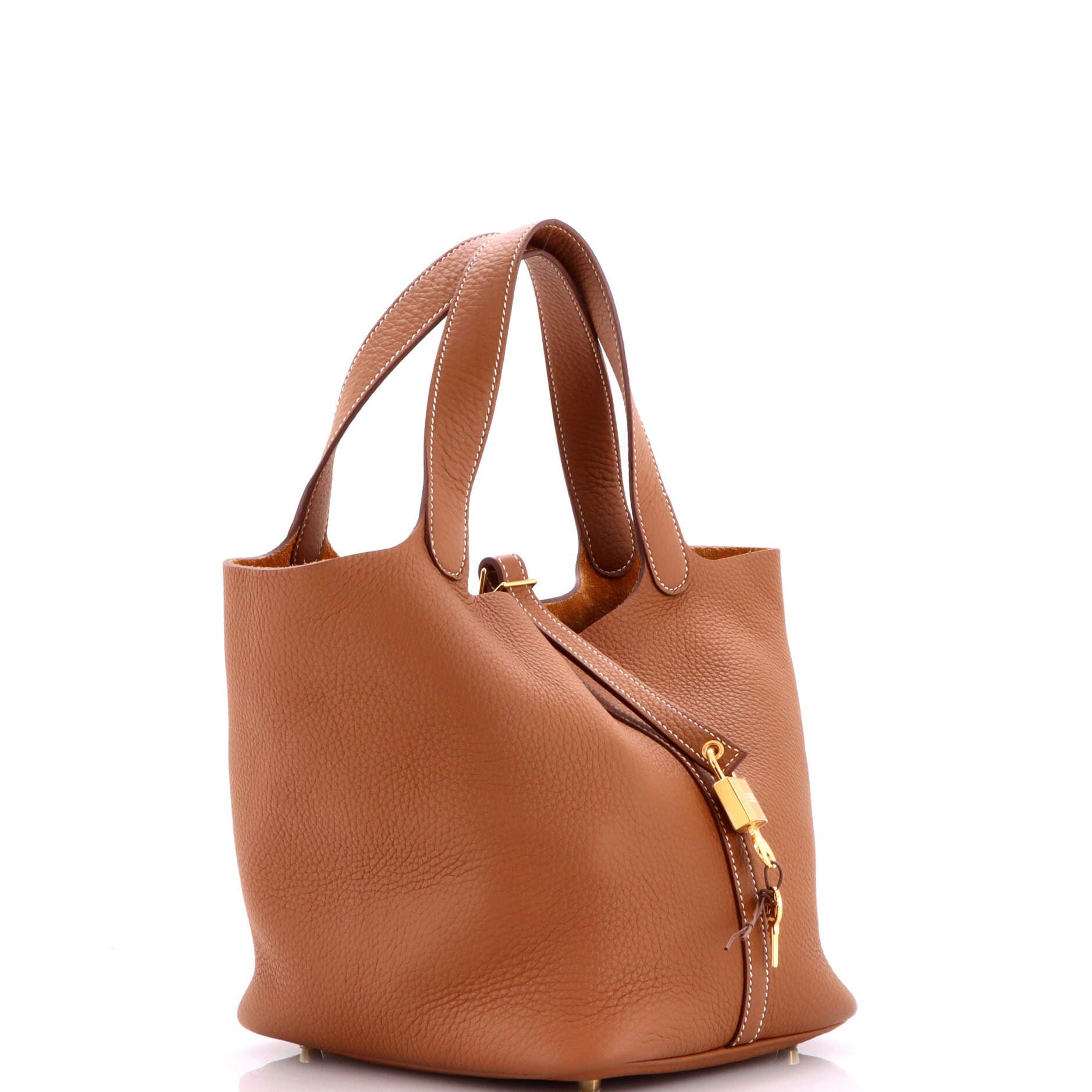 Pre-Owned Hermes Picotin Lock Bag Clemence MM, Alternate, color, Gold