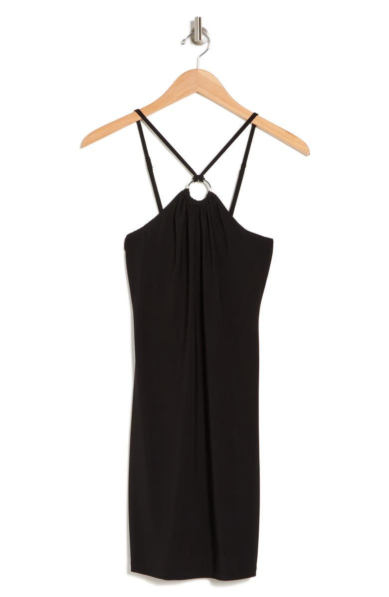 bebe Halter Neck O-Ring Minidress, Alternate, color, 