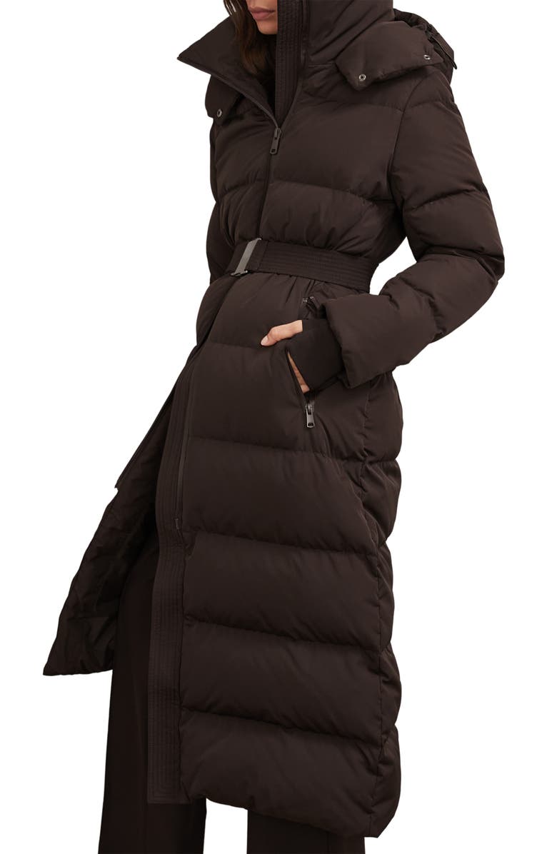 Reiss Colette Quilted Longline Puffer Jacket, Alternate, color, Chocolate Brown