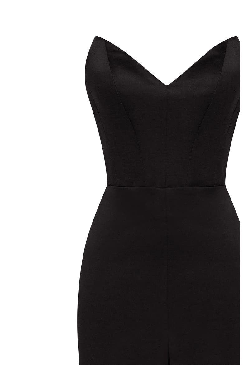 Black Elegant Strapless Trumpet Evening Gown, Alternate, color, Black