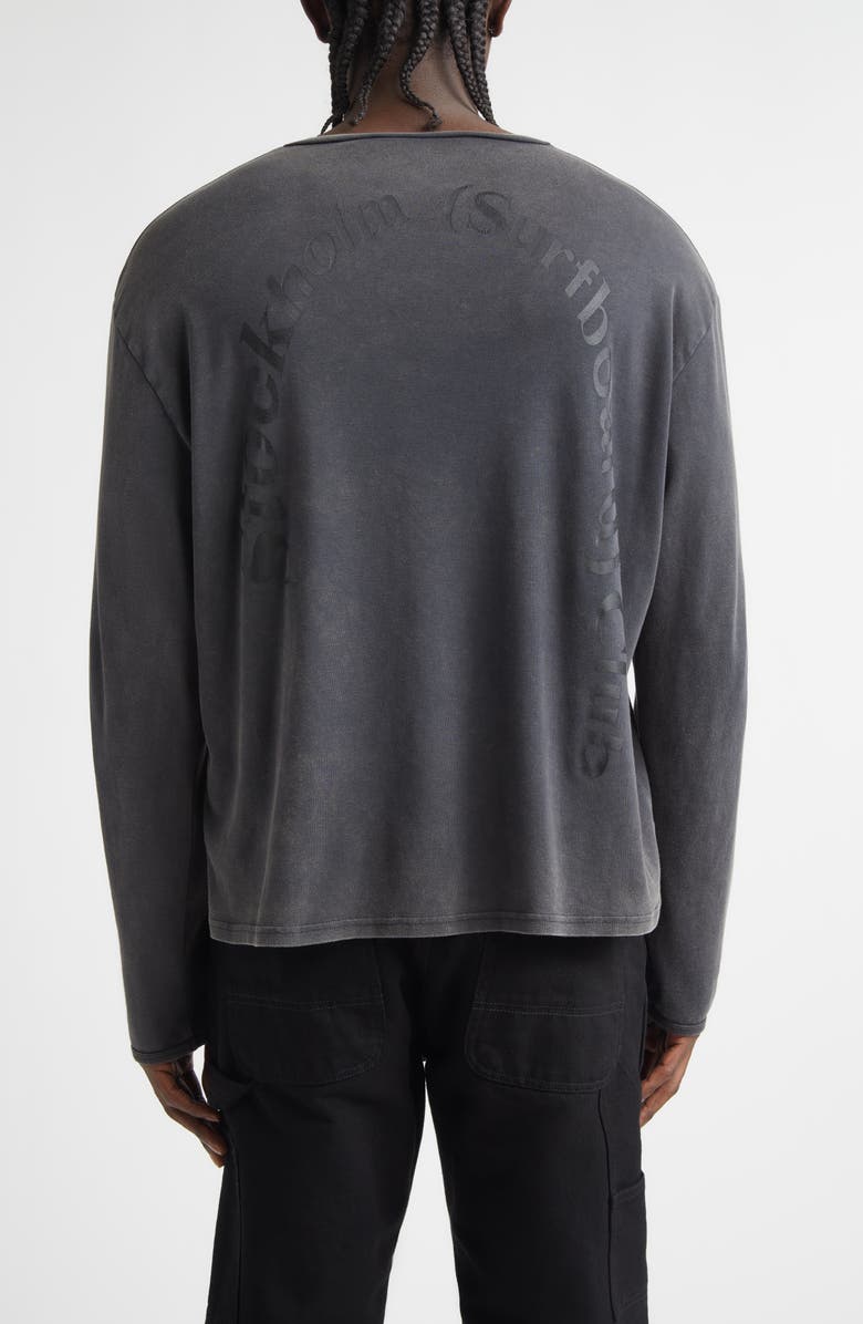 STOCKHOLM SURFBOARD CLUB Eye Organic Cotton Logo Henley, Alternate, color, Black