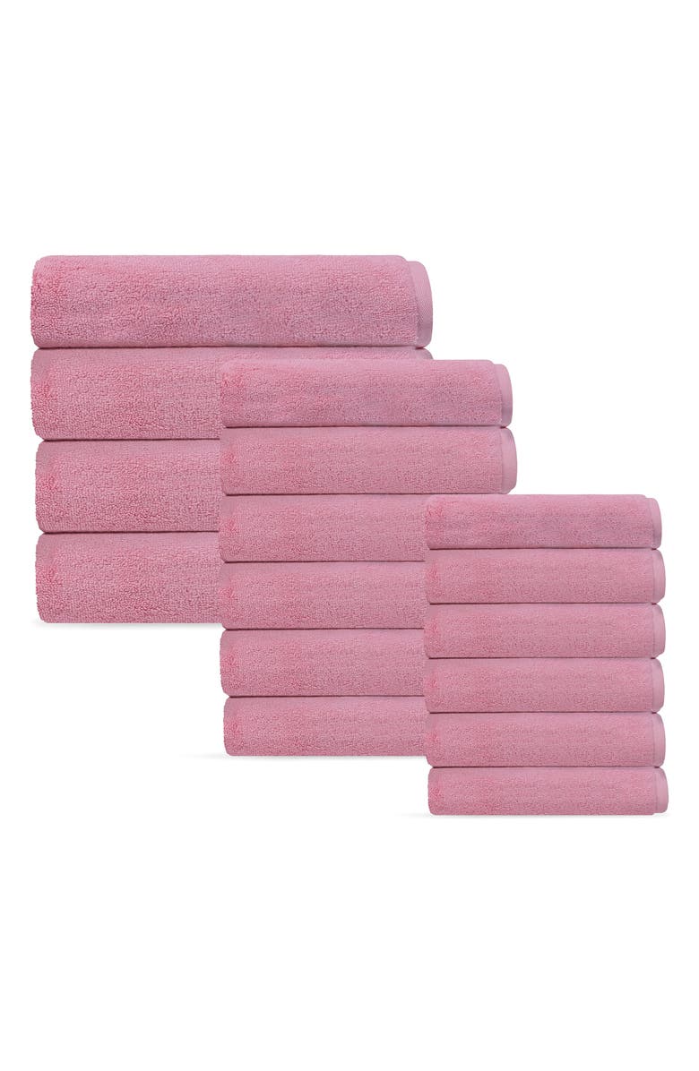 DePera Puresoft 16-Piece Turkish Cotton Towels Set, Main, color, Pink