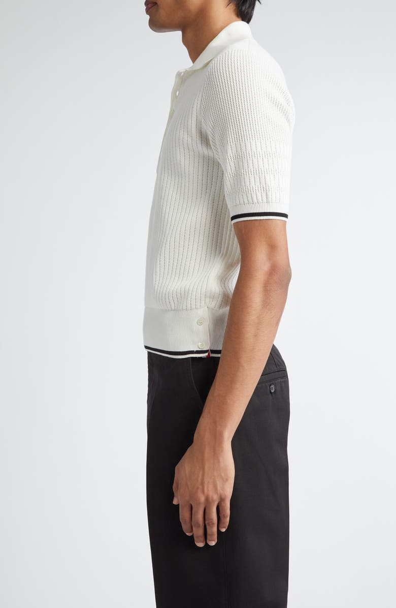 Thom Browne Mixed Stitch Polo, Alternate, color, White