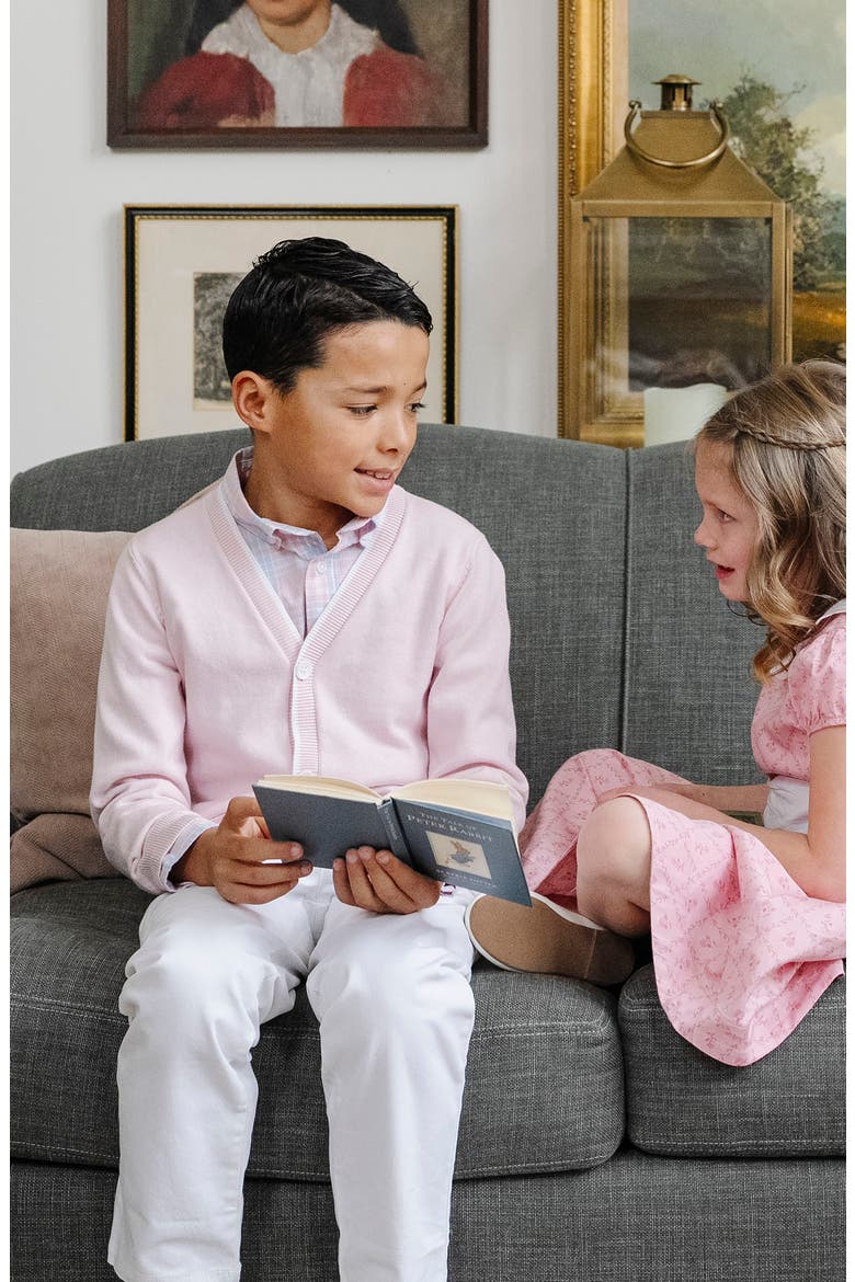 Boys' Organic Tipped Cardigan, Kids, Alternate, color, Pale Pink