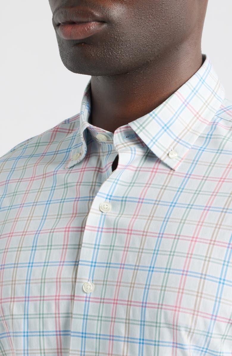 johnnie-O Bingham Tattersall Check Everyday Performance Button-Down Shirt, Alternate, color, Gulf Blue