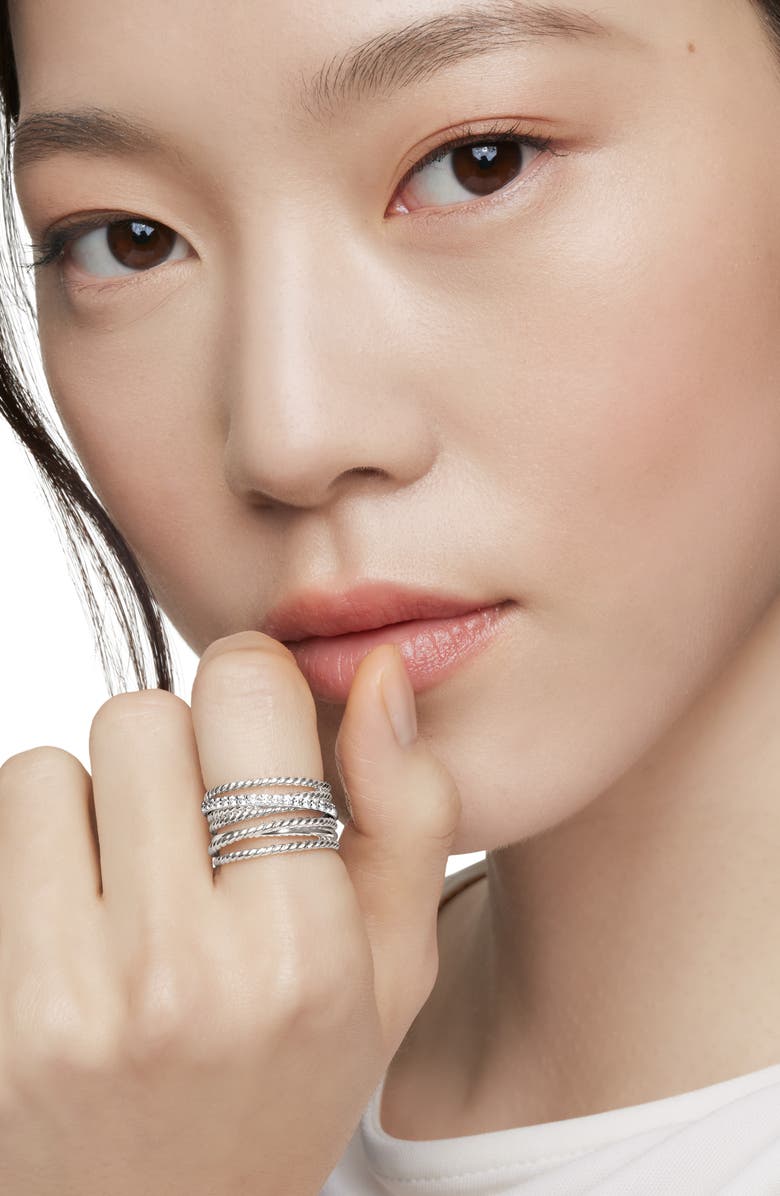 David Yurman Crossover Wide Diamond Stacked Ring, Alternate, color, Diamond