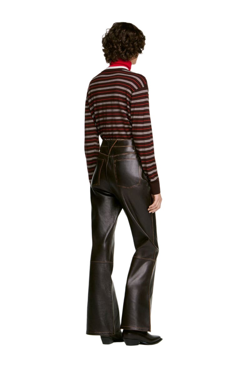 Distressed leather trousers, Alternate, color, Brown