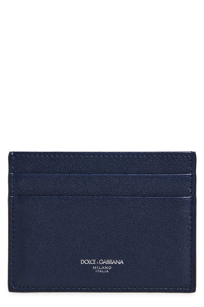 Leather Card Holder, Main, color, 80658 BLU SCURO