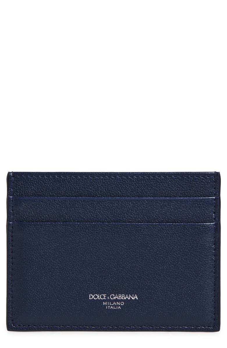 Dolce&Gabbana Leather Card Holder, Main, color, 80658 Blu Scuro
