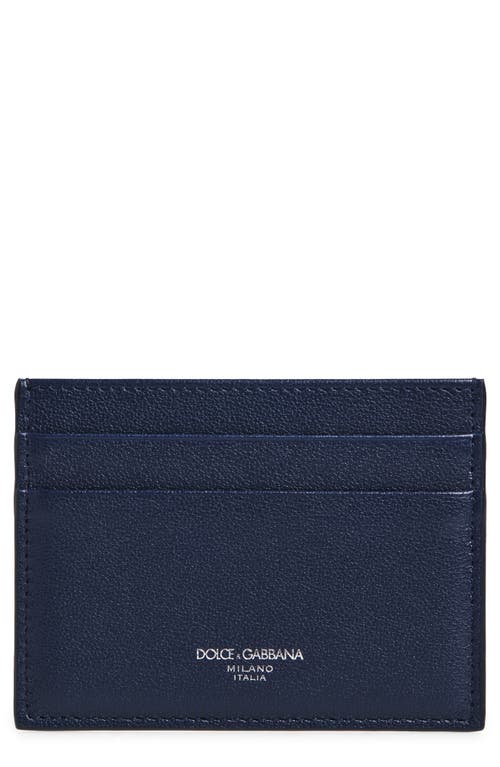 Dolce & Gabbana Logo Grained Leather Card Holder In Blue