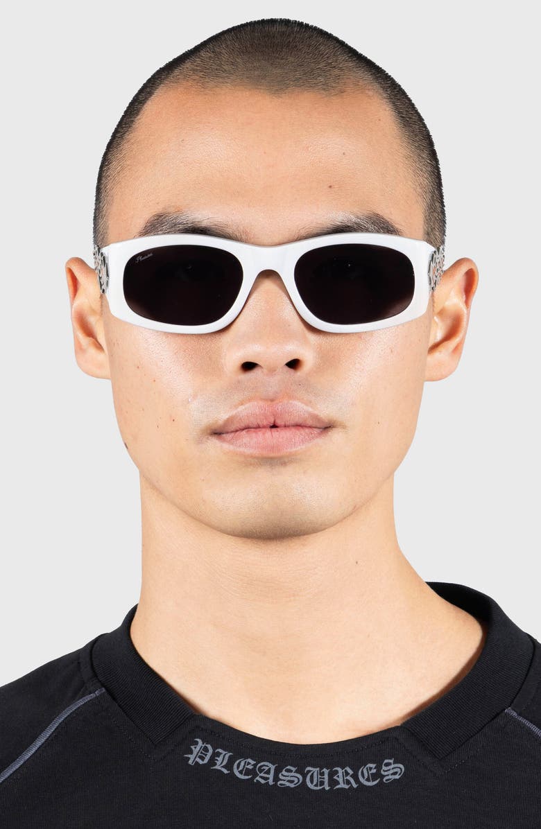 PLEASURES x Akila Eazy 55mm Rectangular Sunglasses, Alternate, color, Moon Rock