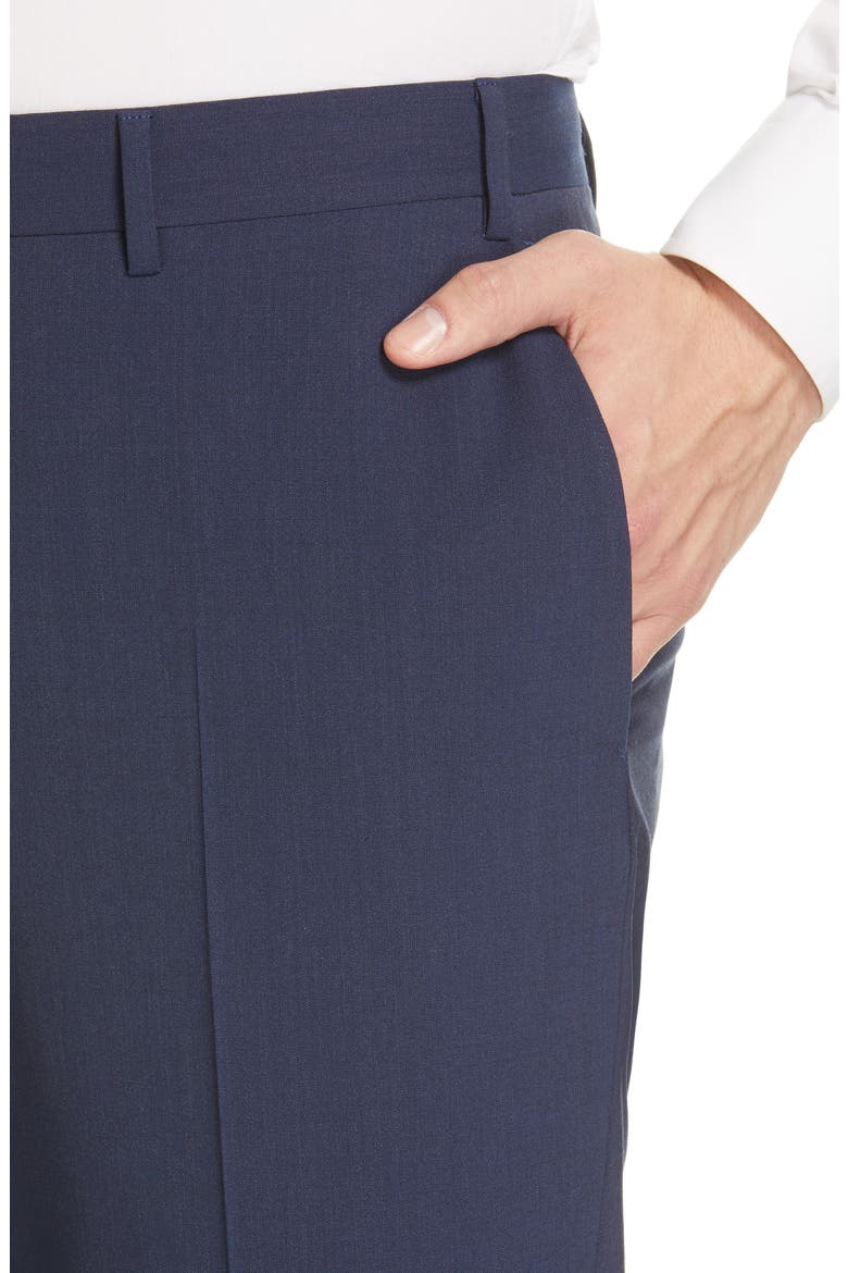 Flat Front Classic Fit Solid Stretch Wool Dress Pants, Alternate, color, NAVY