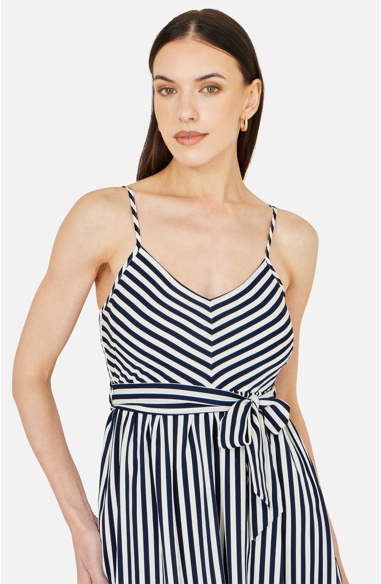 Yumi Stripe Midi Sun Dress, Alternate, color, Navy