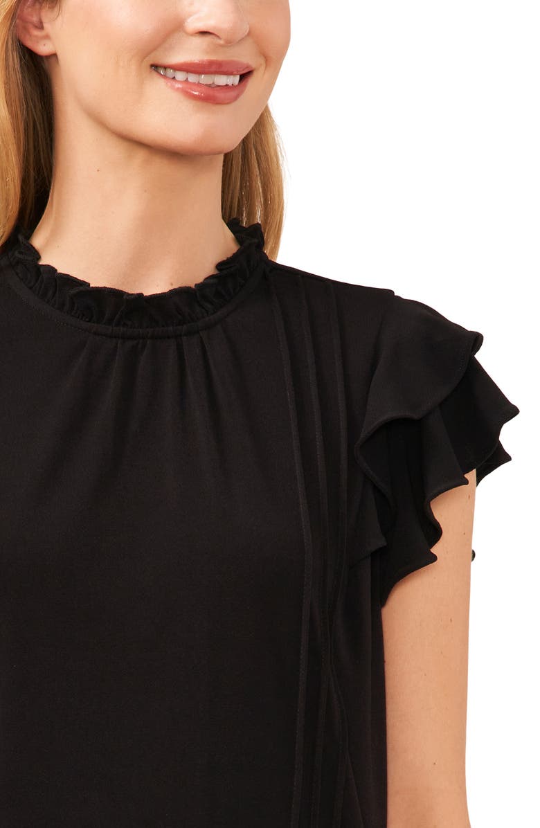 CeCe Pintuck Ruffle Short Sleeve Top, Alternate, color, 
