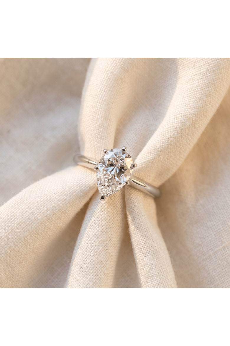 2CT Platinum Pear Shape Diamond 6-Prong Solitaire Engagement Ring Lab Grown, Alternate, color, Platinum