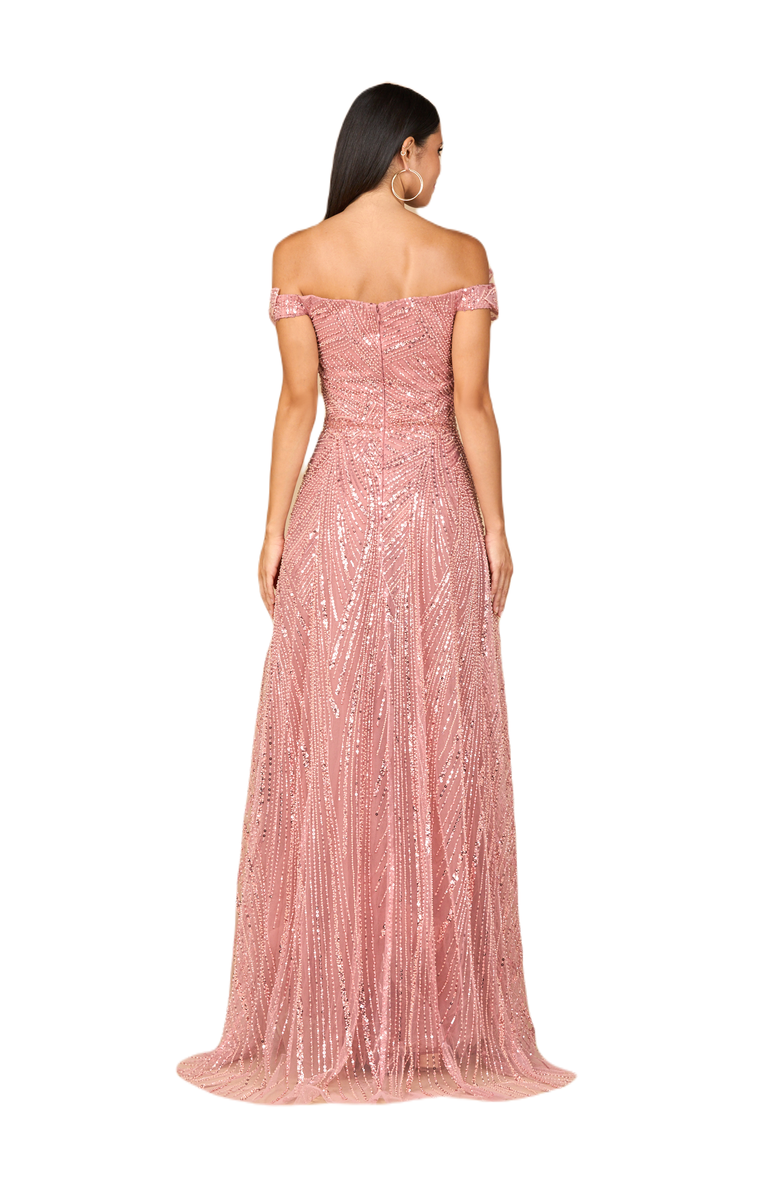 LARA New York Off Shoulder Beaded Ballgown, Alternate, color, Dusty Rose