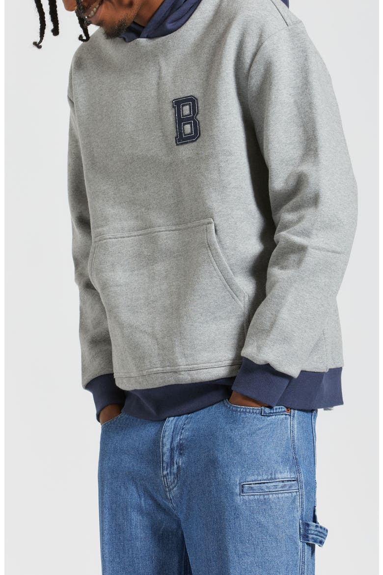 Retro Heavyweight Hoodie, Main, color, HEATHER GREY/ WASHED NAVY