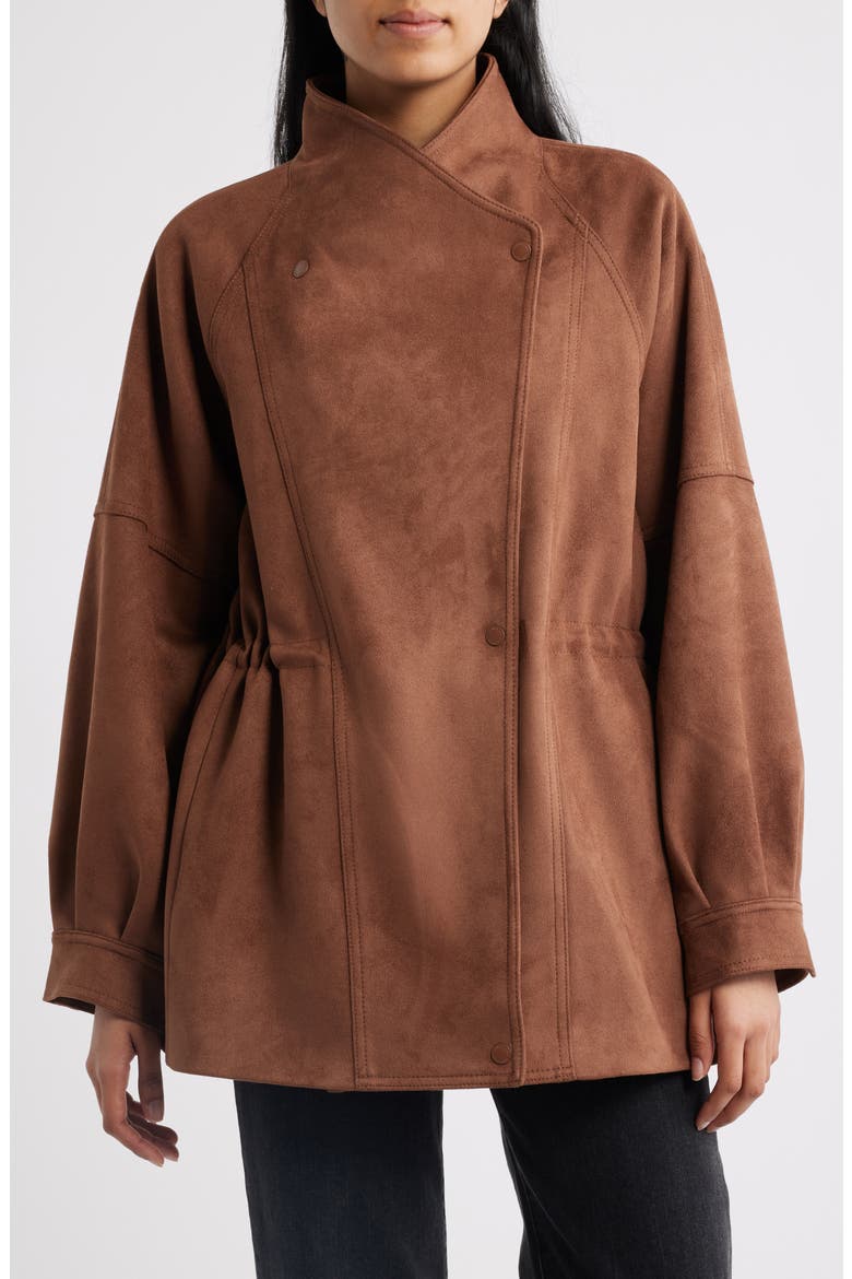 Faux Suede Jacket, Main, color, RICH COGNAC