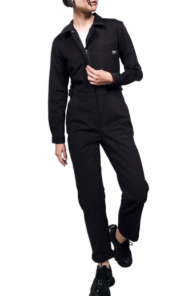 WILDFANG The Essential Long Sleeve High Waisted Coverall, Main, color, Black