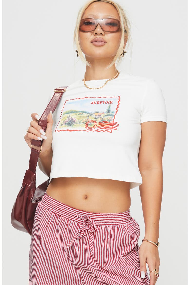Au Revoir France Crop Graphic T-Shirt, Alternate, color, WHITE