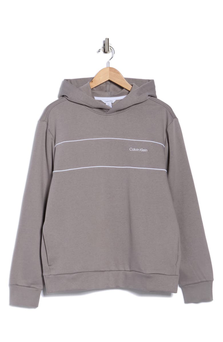 Calvin Klein Liquid Fleece Piped Hoodie, Alternate, color, Cloudburst