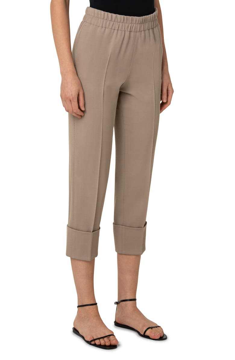 Akris punto Farell Double Cuff Wool Tricotine Pants, Alternate, color, 