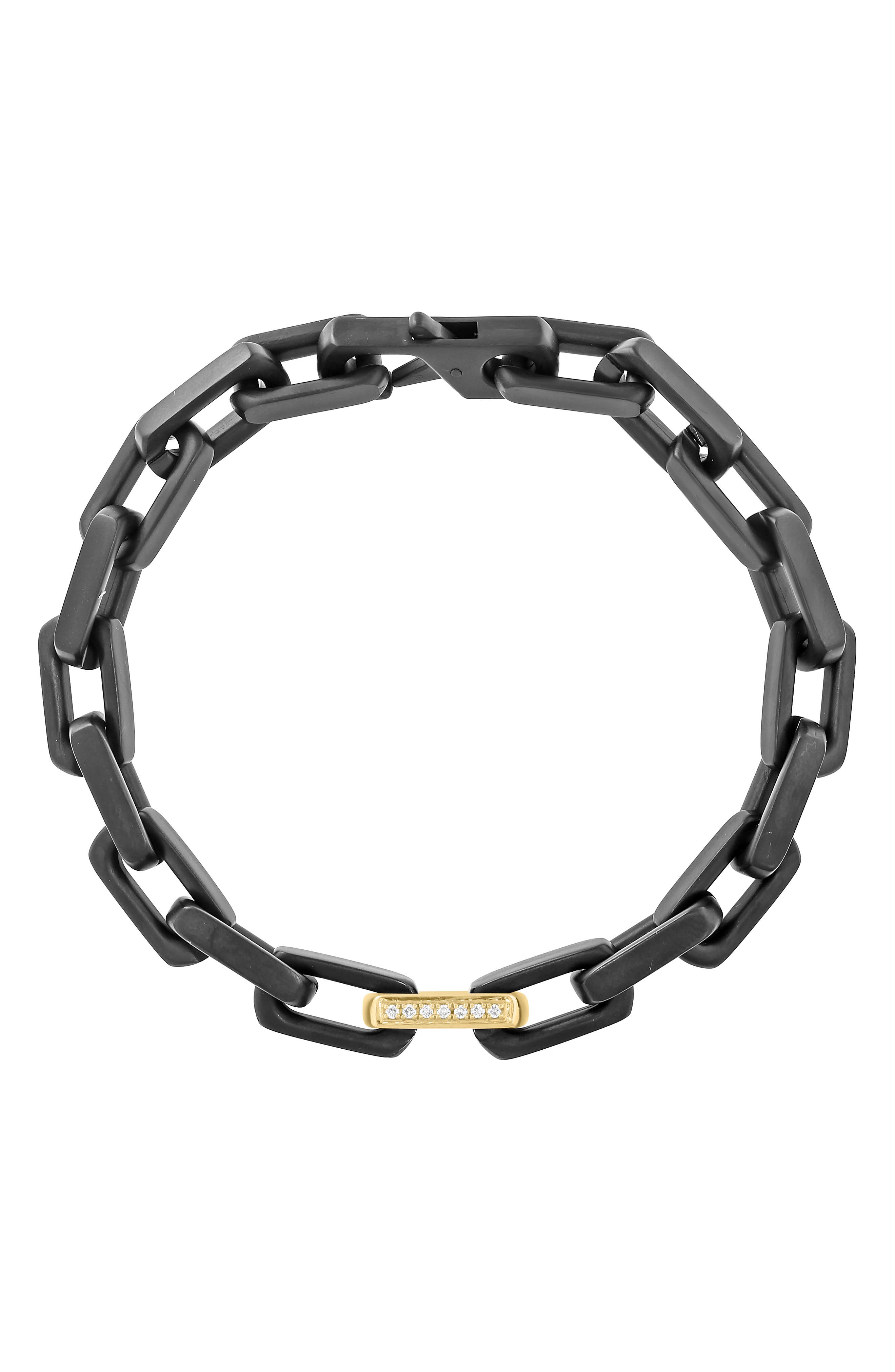 Mixed Metal Diamond Accent Link Chain Bracelet
